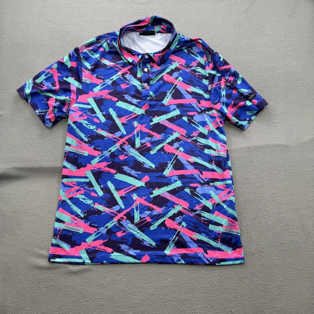 Yatta Golf Polo Shirt Mens Large Multicolor Brushstroke Golf Performance Stretch